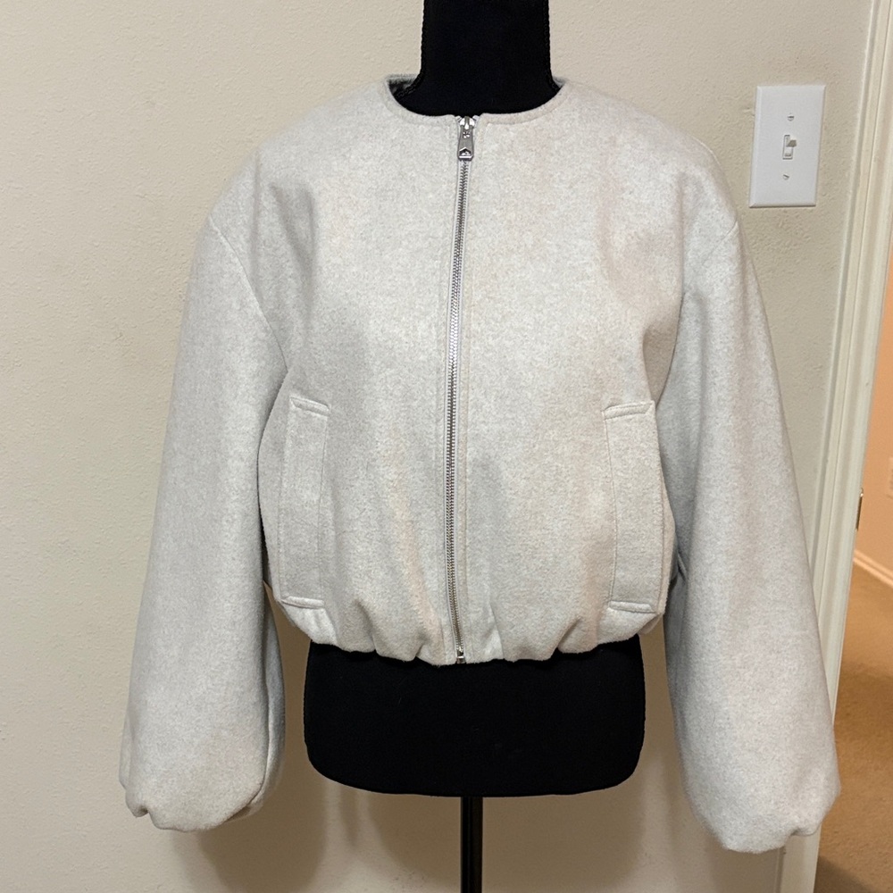Zara Women's Light Gray Bomber Jacket
